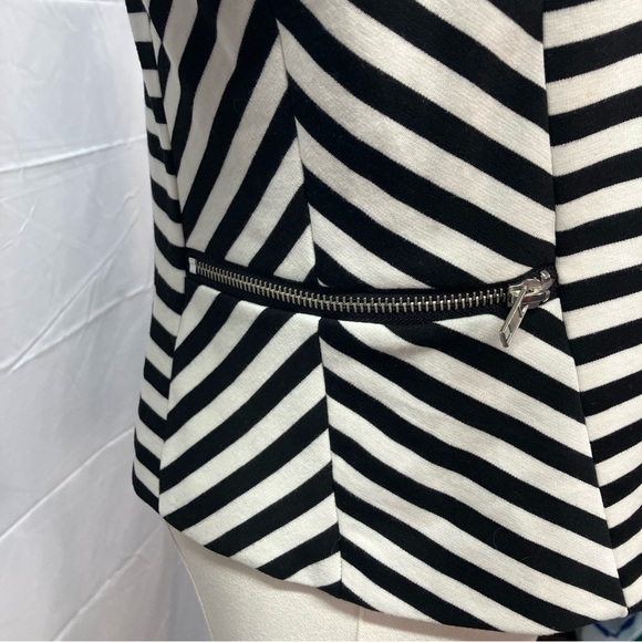 Forever 21 Open Front Bomber‎ Jacket Striped zippers Steampunk Skater Medium New - Picture 4 of 12